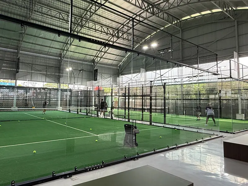 premium panoramic padel court with roof (all weather 20x10m)