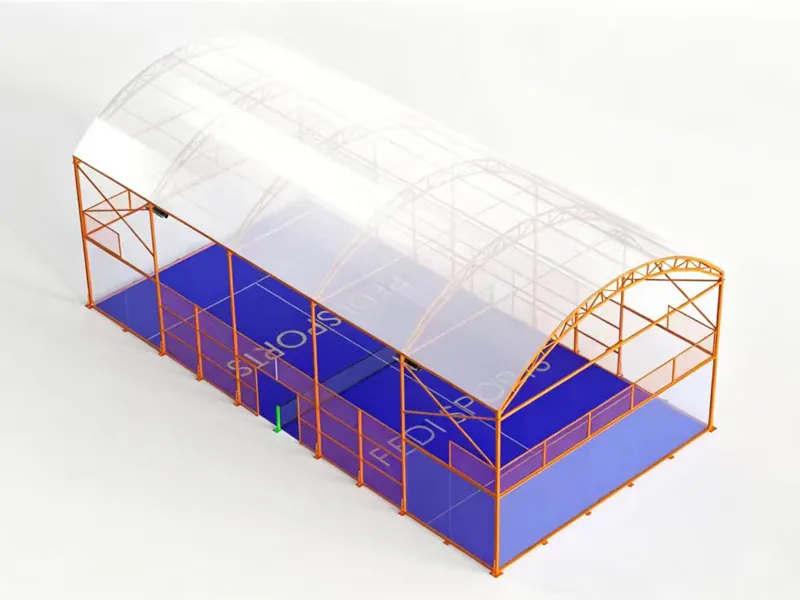 premium panoramic padel court with roof (all weather 20x10m)
