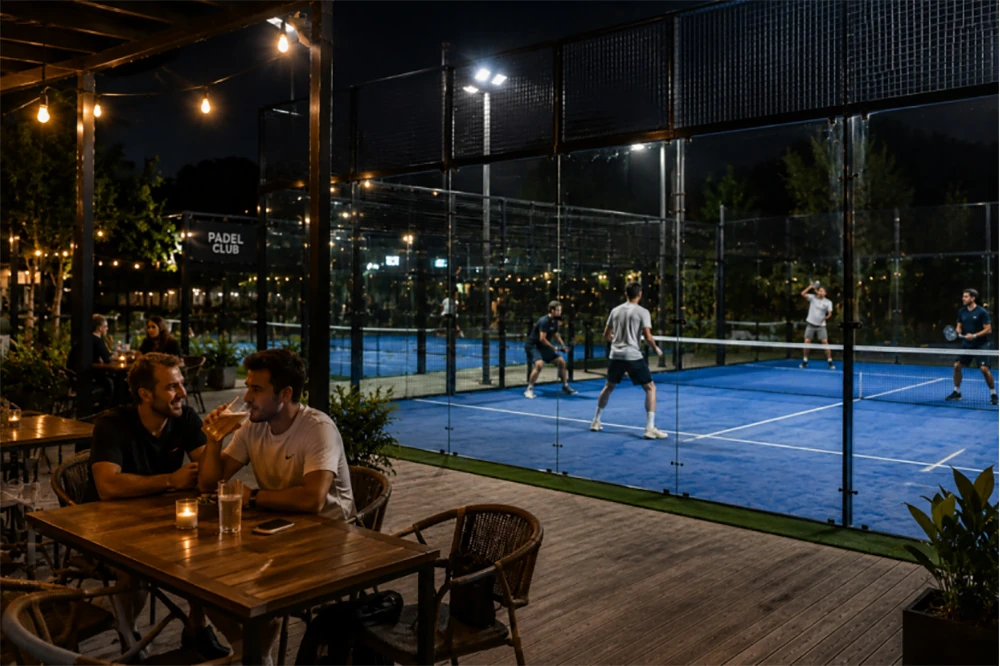 players enjoying a social padel game