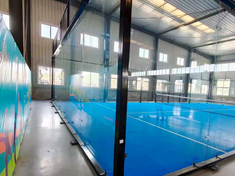 panoramic padel court 45 degree angle view