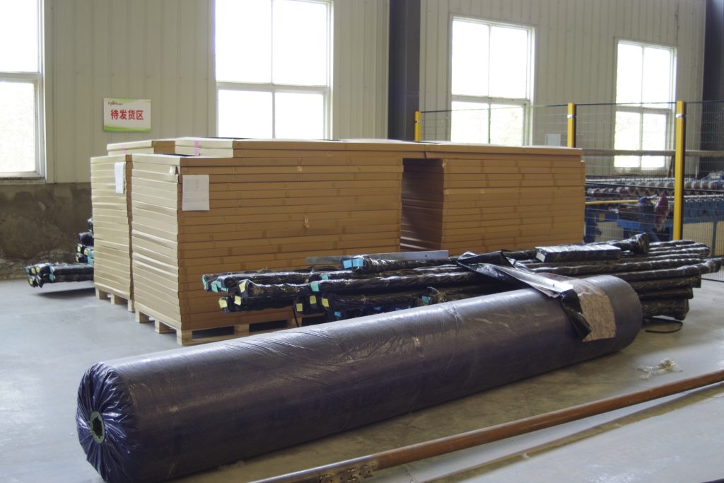 Padel court packed for international shipment